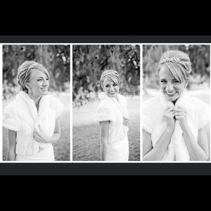 Ivory faux fur shrug